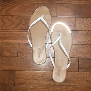 White strap flip flops